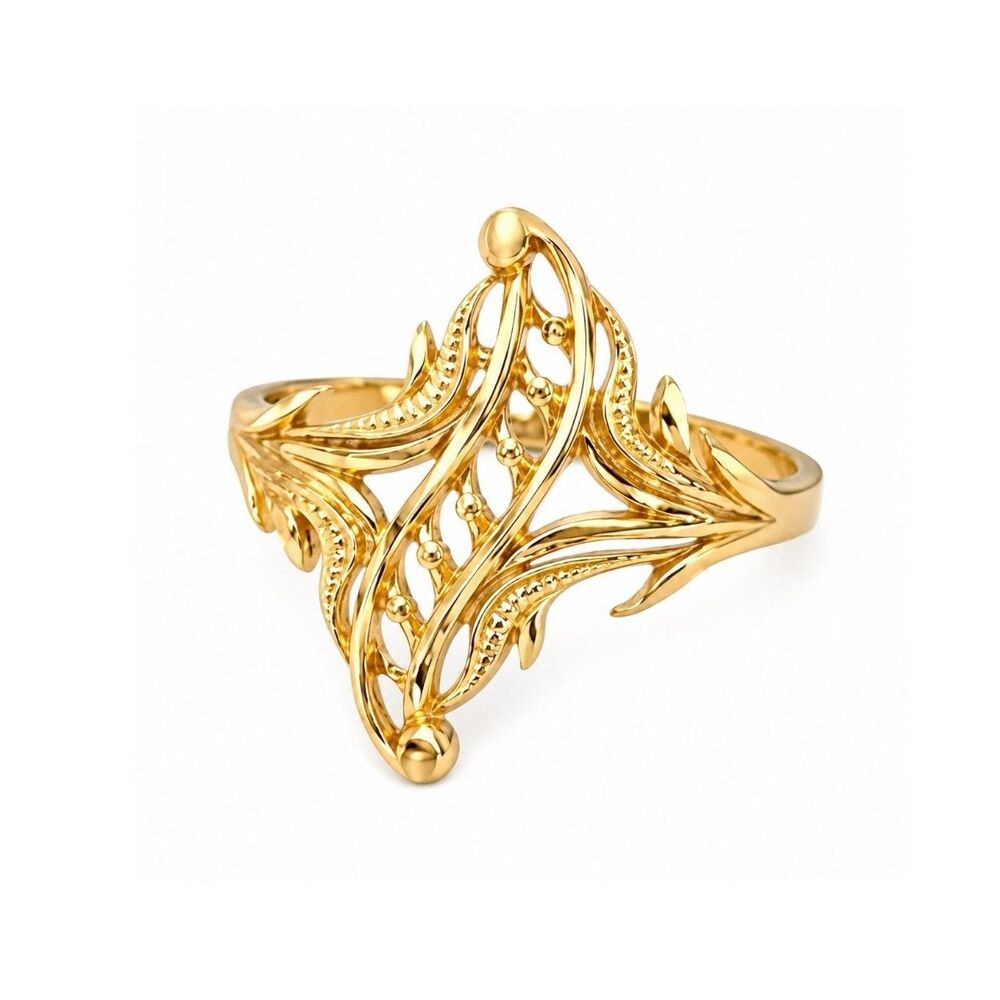 Vintage 1980s Ring Size 9 Castings On Parade Filigree Gold Plated - 14W